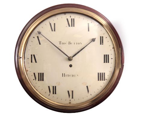 THOMAS BUTTON  HITCHEN   A REGENCY MAHOGANY CASED CONVEX DIAL CLOCK having a slim moulded surround and heavy locking concave 