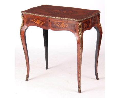 JAMES WINTER 101 WARDOUR ST.  A 19TH CENTURY ORMOLU MOUNTED MARQUETRY INLAID KINGWOOD SERPENTINE SHAPED CENTRE TABLE with flo