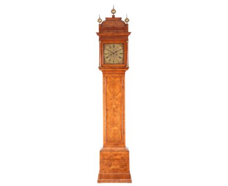 CHARLES GOODE  LONDON  A FINE EARLY 18TH CENTURY BURR WALNUT LONGCASE CLOCK the elegant case with caddy top and double pierce