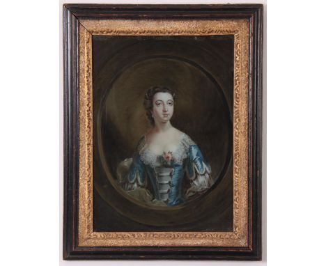 AN 18TH CENTURY REVERSE PAINTED PORTRAIT OF A YOUNG LADY inscribed on the reserve Mrs H Igglesden, 8 Edith Road, Oxford - in 