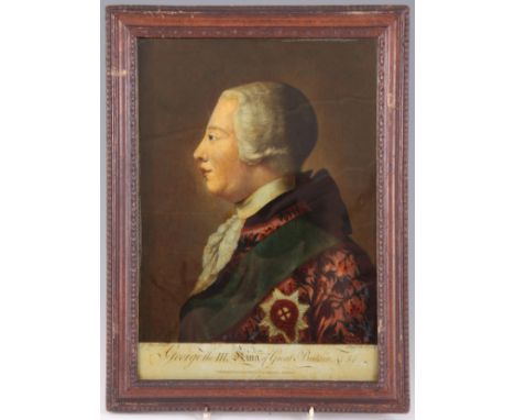 AN 18TH CENTURY REVERSE PAINTED PORTRAIT OF KING GEORGE III by Richard Purcil Fecit titled George III, King of Great Britain 