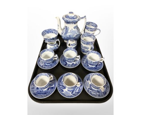 18 pieces of Copeland Spode Italian blue and white tea and coffee china.