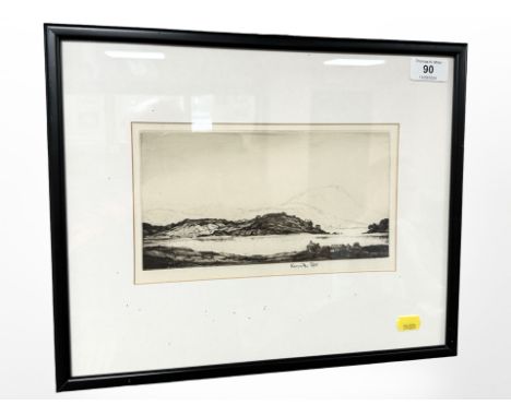 Kenneth Steel (British, 1906-1973) : The Ranger's Lodge, Loch Lomond, drypoint etching, signed in pencil, with margins, 13 cm