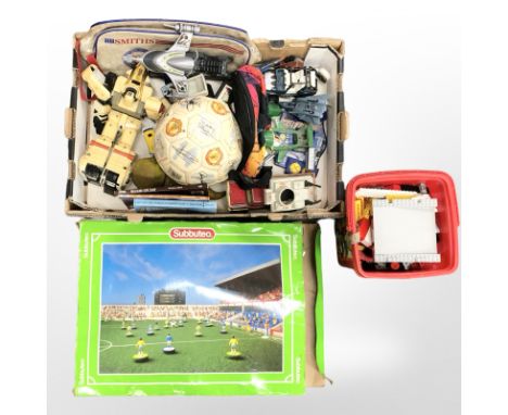 A group of vintage toys including Thunderbirds, Super Kings, a Manchester United football with facsimile signatures, quantity