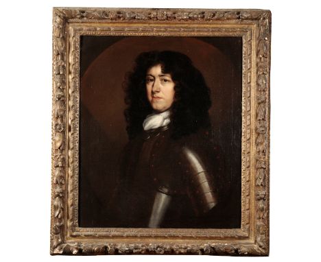 JOHN RILEY (1646-1691) A portrait of a gentleman in armour, half-length, in faux oval surround, oil on canvas, 73cm x 62cm