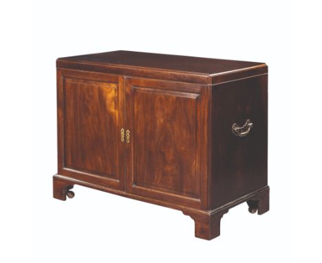 A GEORGE II MAHOGANY PRESS CUPBOARD, the rectangular caddy top with a moulded edge and re-entrant corners at the front, over 