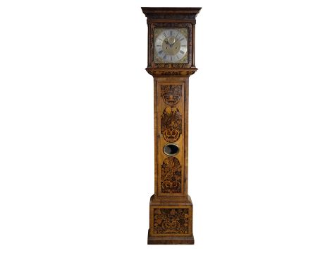 A WALNUT AND MARQUETRY LONGCASE CLOCK, late 17th century, by Jon. Bushman, London, the case with crossbanded long door inlaid