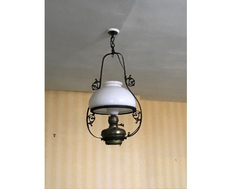 A 1930’S STYLE GLASS CEILING LIGHT, with a moulded glass shade and brass fittings, and two further similar (3)To be removed a