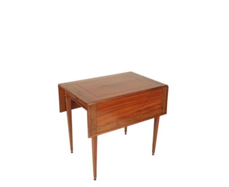 A DUTCH SATINWOOD AND MARQUETRY PEMBROKE TABLE, circa 1790, of neo-classical design, the rectangular flap-top inlaid with ban