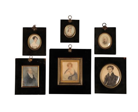 A SMALL GROUP OF PORTRAIT MINIATURES to include a half-length portrait of a victorian gent (6)