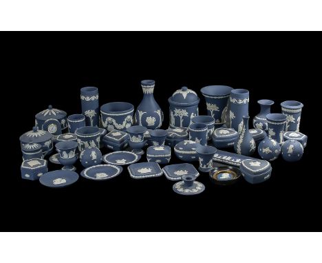 Quantity of Wedgwood Jasper Ware, mostly classical, to include vases, trinket pots, bud vases etc.  Approx 30 pieces.