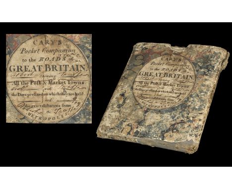 18th Century Pocket Map - Cary's 'Pocket Companion of the Roads of Great Britain'.  Unusual item, showing all the ports and m