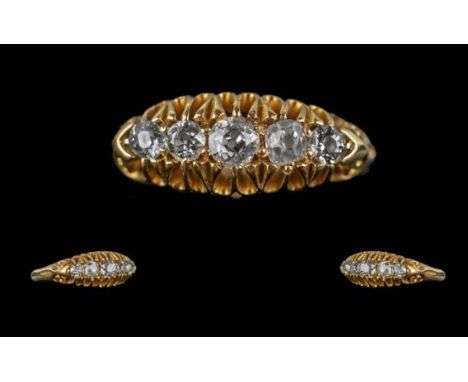 Ladies 18ct Gold &amp; Diamond Set Ring. Hallmarked for 18ct Gold. Approx Size M - N. Approx Weight 4.27 grams. Nice Quality 