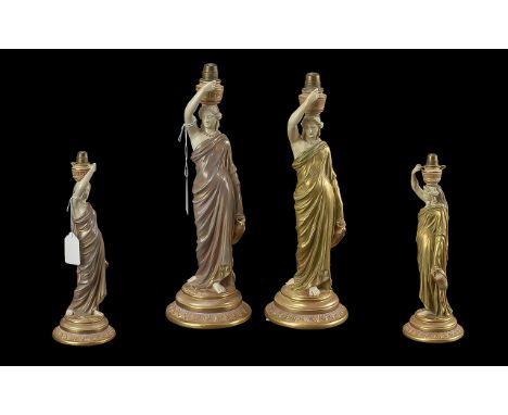 A Pair of  Royal Worcester Cricklite lamp base figures. Measuring 30 cms in height.