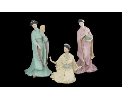 Wedgwood Fine Porcelain Pearls of the Orient Figures, to include Jade,  Hand decorated and modelled by J Bromley. 10.5 inches