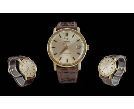 Omega Constellation Automatic Chronometer Gold on Steel Cased Gents Wrist Watch, features Just Date display window, seconds s