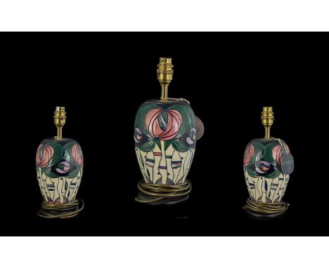Moorcroft Tubelined Lamp Base ' Rennie Mackintosh ' Tribute Design. c.1990's. Height 11,5 Inches - 28.75 cms. 