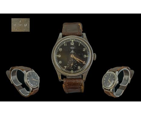 International Watch Company ( IWC ) World War II Gents Steel Cased Mechanical Dirty Dozen Military Watch. Marked to Back Cove