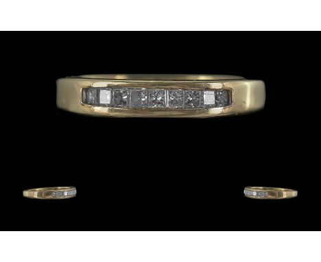 Ladies - Attractive 9ct Gold Diamond Set Ring. Full Hallmark to Shank. The Well Matched Baguette Cut Diamonds of Excellent Co