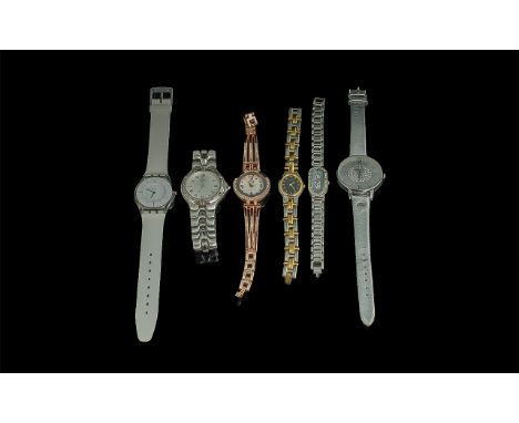 Good Collection of Fashion Watches. Various Shapes and Makes, Includes Rotary, Vogue, Swatch etc. ( 6 ) In Total. Not Tested 