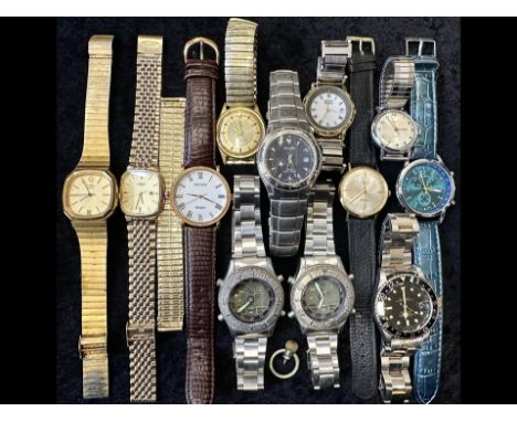 Collection of Gents Wristwatches, leather and bracelet straps, including Pulsar, ETC Co., Citizen, Emka, Timex, Rotary, Sekon