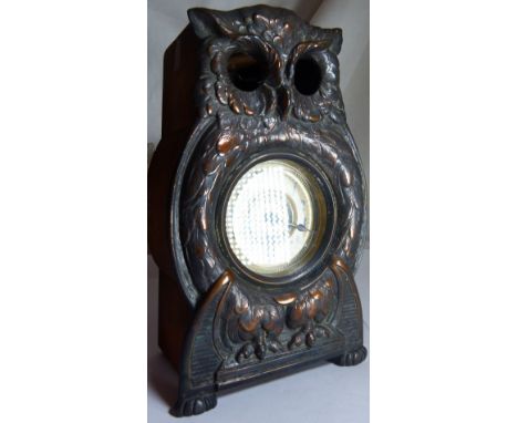 Vintage American clock in the form of an Owl, eyes missing CONDITION REPORT: From what we can see apart form the eyes the res