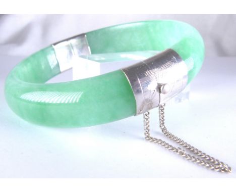 Large silver Jade bangle 