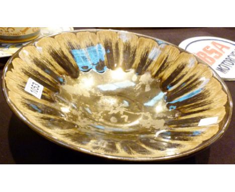 Large 1970's Poole drip glazed bowl D: 40 cm