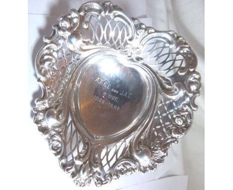 Victorian silver heart shaped dish, William Hutton and Sons Ltd 1894