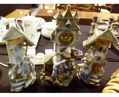 Continental ceramic garniture with figural design