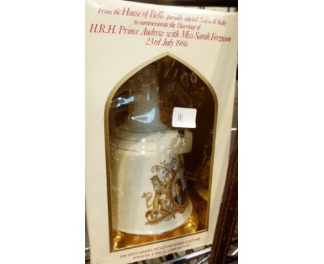 Bells whisky commemorative decanter Andrew and Sarah Ferguson 1986 sealed with contents