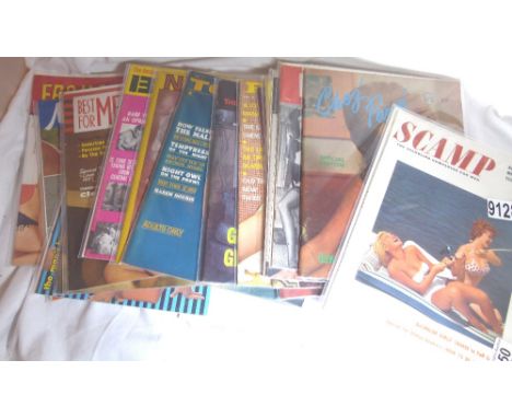 Sixteen vintage American glamour magazines including Frolic, Tonight and Bare