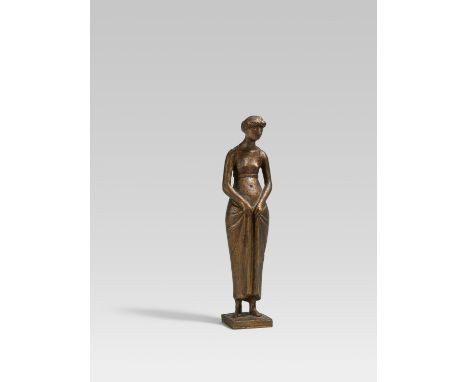 MARCKS, GERHARD1889 Berlin - 1981 BurgbrohlTitel: Frau, Rock raffend. Datierung: 1977 (Entwurf). Technik: Bronze, braun patin