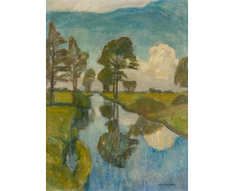 MODERSOHN, OTTO1865 Soest - 1943 RotenburgTitel: Frühjahr an der Wümme. Datierung: Um 1920. Technik: Öl auf Leinwand. Maße: 7