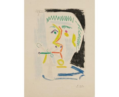 PICASSO, PABLO1881 Malaga - 1973 MouginsTitel: Fumeur. Datierung: 1965. Technik: Farbradierung auf Velin. Darstellungsmaß: 60