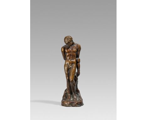 KLIMSCH, FRITZ1870 Frankfurt a. M. - 1960 SaigTitel: Gefesselter. Datierung: 1946 (Entwurf). Technik: Bronze, goldbraun patin