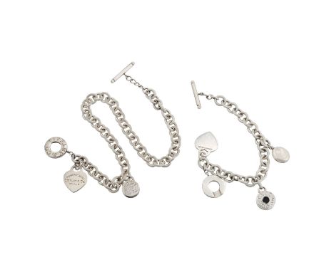 TIFFANY & CO. Konvolut. 925 Sterlingsilber. Gliederketten Armband und Kette mit Knebelverschluss, "RETURN TO TIFFANY"-Herzen 