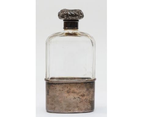 A Victorian silver and faceted glass drinks flask, by Drew &amp; Sons, London 1895, 14cm. 