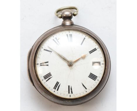 Ballard of Cranbrook, a sliver cased open faced key wind fusee pocket watch, London 1832, the enamel dial set with Roman nume