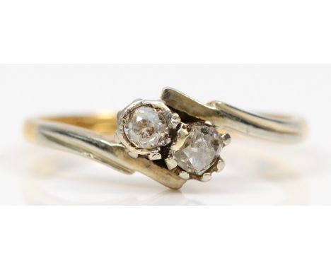 An 18ct gold and platinum old cut diamond dress ring, M-N, 2.3gm. 