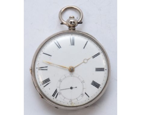 Cave of Plymouth, a silver cased open faced key wind pocket watch, London 1854, the enamel dial set with Roman numerals and A