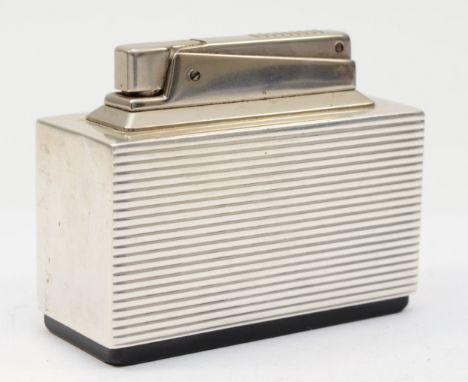 A German mid to late 20th century silver rectangular gas table lighter, by Franz Johann jr, of Schwäbisch Gmünd, 6 x 7.5 x 3c