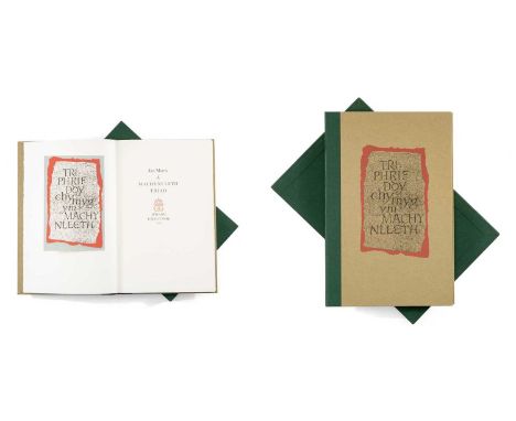 GWASG GREGYNOG: two ‘A Machynlleth Triad’ by Jan Morris, the first with illustrations by Brenda Berman, 1993, green quarter g
