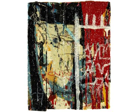 NEALE HOWELLS (b.1965) mixed media on panel - entitled verso 'Red & Blac Hand', signed verso, 46 x 35cmsProvenance: direct fr