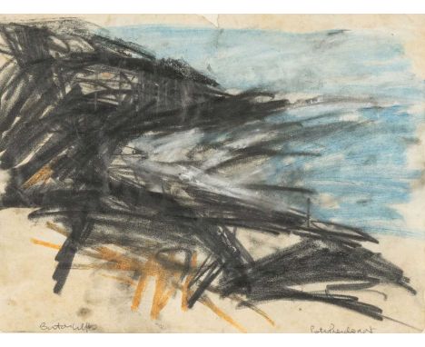 ‡PETER PRENDERGAST (1946-2007) mixed media on paper - entitled verso 'Barton Cliffs, Blue Sky', signed, 19.5 x 25cmsProvenanc