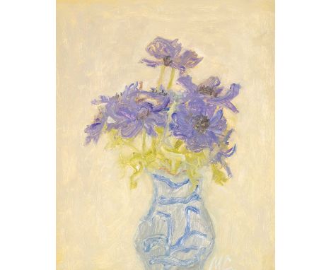 ‡MICHAEL CROWTHER (b.1946) oil on panel - entitled verso 'Flowers in Dutch Vase 2' on Martin Tinney Gallery label, signed wit