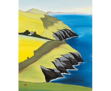 ‡TOM JONES (1936-2017) pastel - entitled verso 'Coast from Pen y Cil', signed with monogram, 54 x 43cmsProvenance: private co