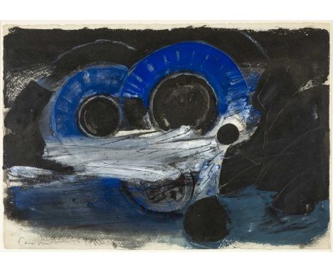 ‡CERI RICHARDS CBE (1903-1971) mixed media on paper - entitled verso 'La Cathedrale Engloutie' on Martin Tinney Gallery label