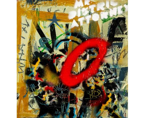 NEALE HOWELLS (b.1965) mixed media on wood panel - entitled verso, 'Red Eye', signed and dated verso 2020, 34 x 32cmsProvenan