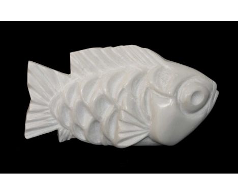 DARREN YEADON (b.1970) Carrara marble - stylized fish, marked with artist's monogram, 16.5 (h) x 31cms (l)Provenance: direct 